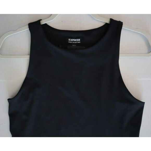 Express 50001CKM WMN's Sz L Black Body Sculpting Compression High Neck Tank Top - Picture 3 of 4